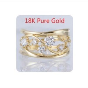 18K pure gold plated flower design size 7 ring